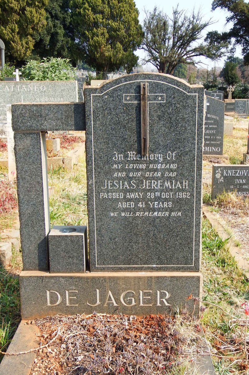 JAGER Jesias Jeremiah, de -1962