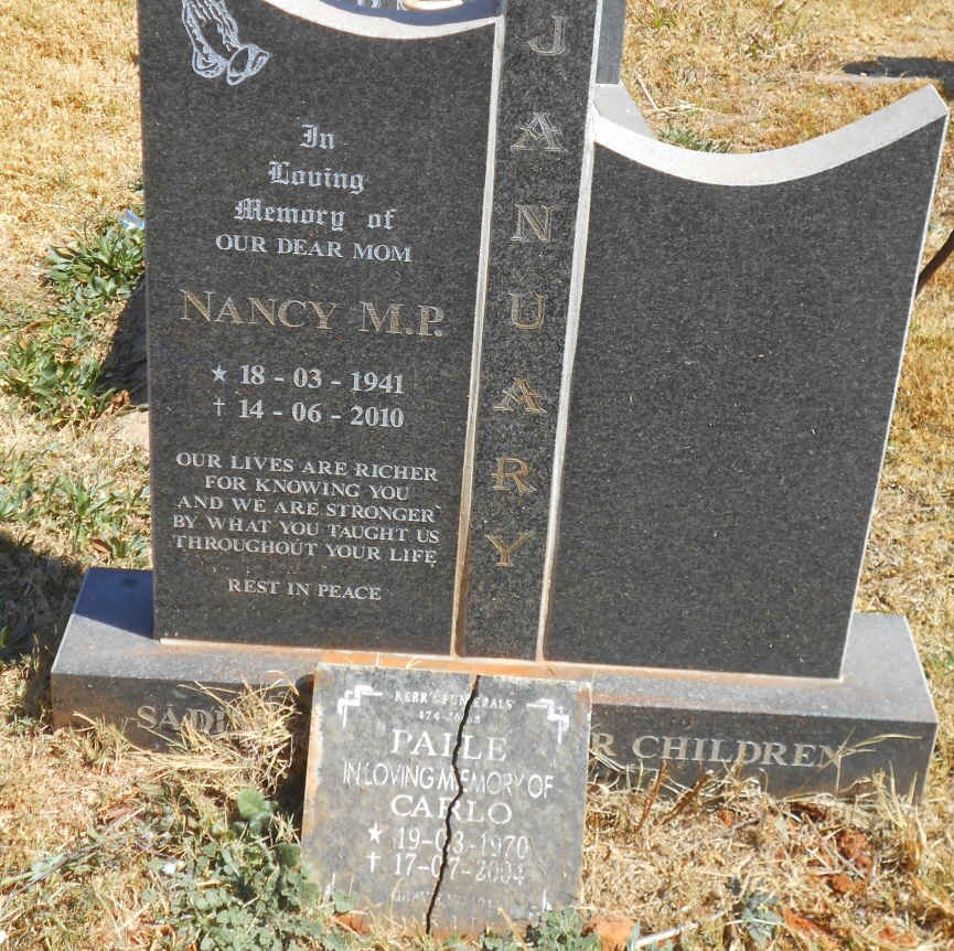 JANUARY Nancy M.P. 1941-2010 :: PAILE Carlo 1970-2004