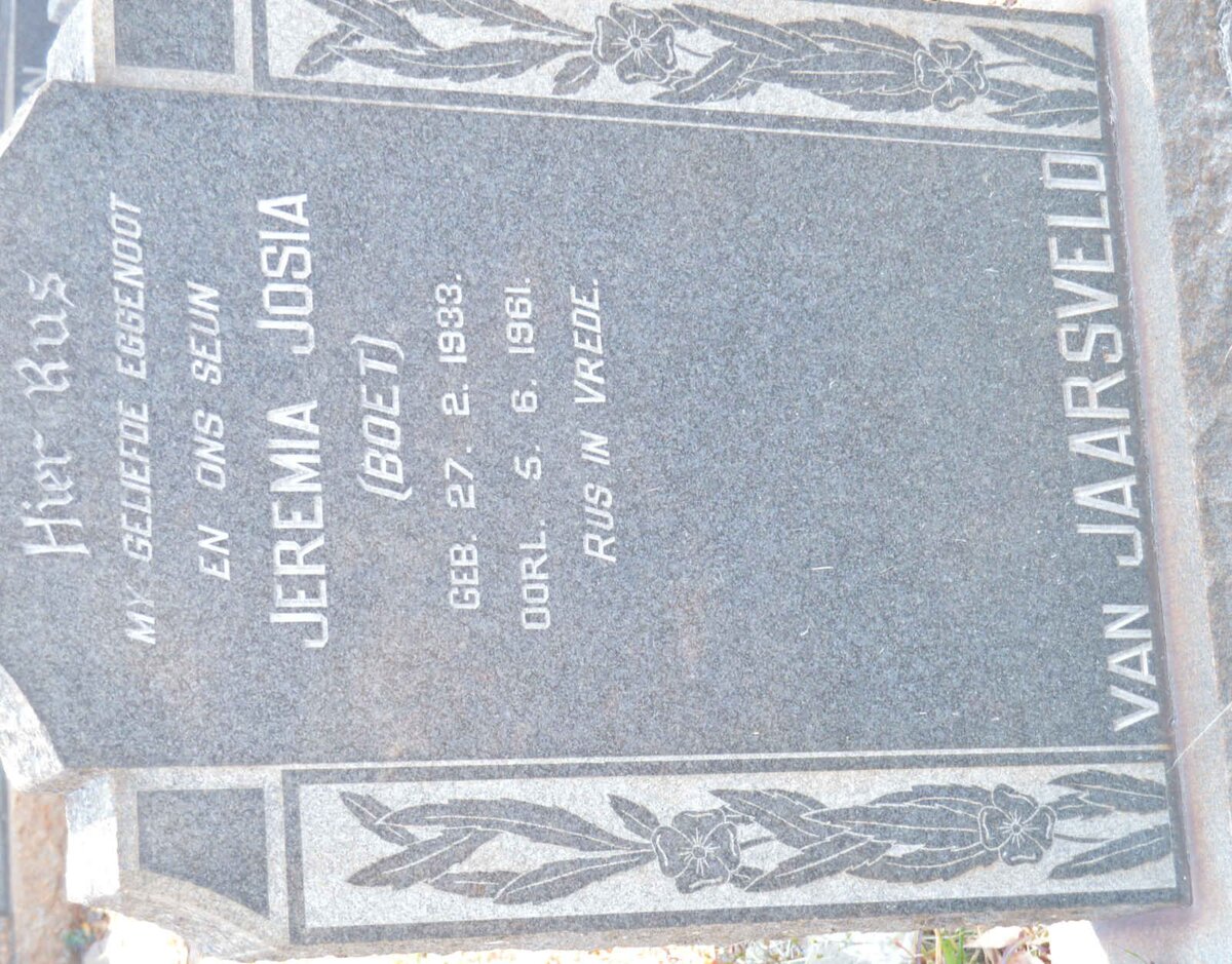 JAARSVELD Jeremia Josia, van 1933-1961