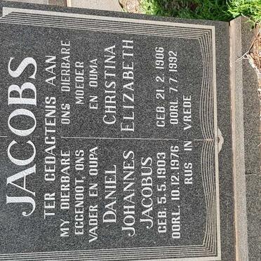 JACOBS Daniel Johannes Jacobus 1903-1976 &amp; Christina Elizabeth 1906-1992