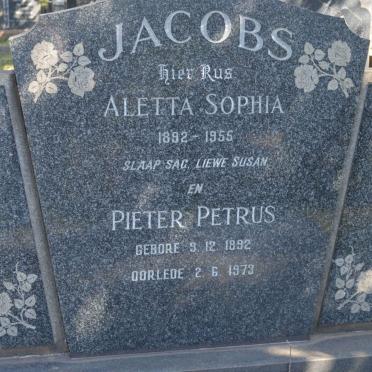 JACOBS Pieter Petrus 1892-1973 &amp; Aletta Sophia 1892-1955