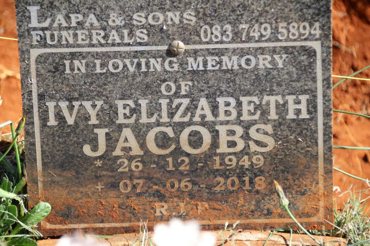 JACOBS Ivy Elizabeth 1949-2018