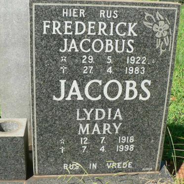 JACOBS Frederick Jacobus 1922-1983 &amp; Lydia Mary 1918-1998
