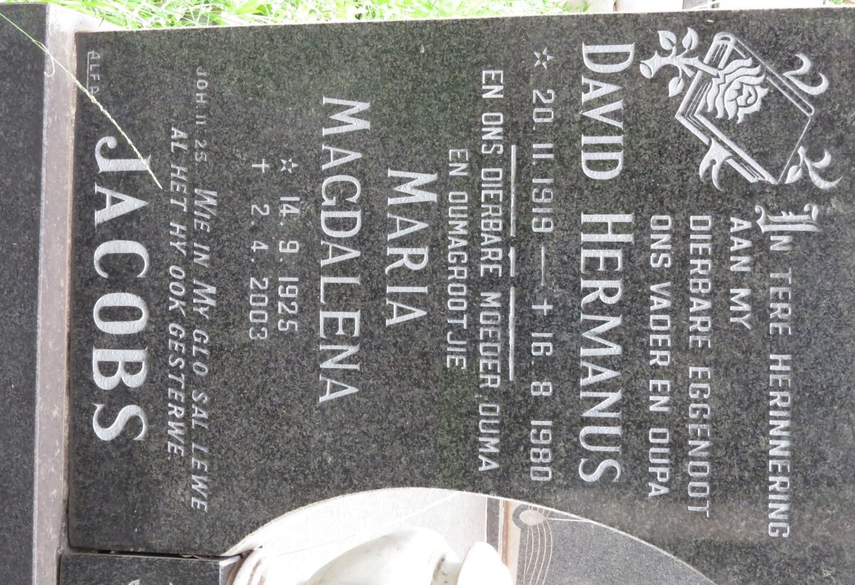 JACOBS David Hermanus 1919-1980 &amp; Maria Magdalena 1925-2003