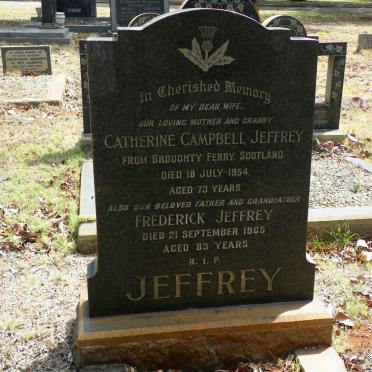 JEFFREY Frederick -1965 &amp; Catherine Campbell -1954