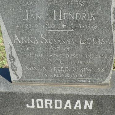 JORDAAN Jan Hendrik 1920-1978 &amp; Anna Susanna Louisa 1927-