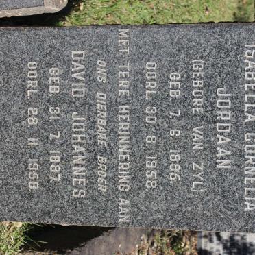 JORDAAN David Johannes 1887-1958 :: JORDAAN Isabella Cornelia nee VAN ZYL 1895-1958