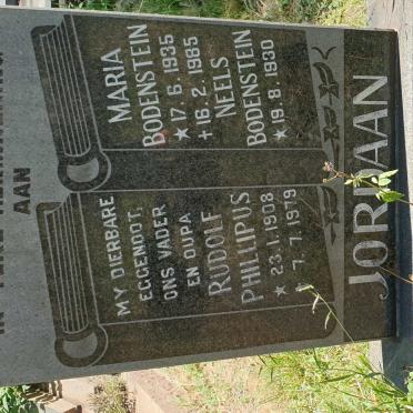 JORDAAN Rudolf Phillipus 1908-1979 :: BODENSTEIN Maria 1935-1985 :: BODENSTEIN Neels 1930-