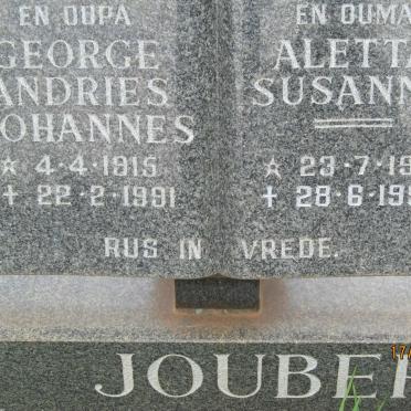 JOUBERT George Andries Johannes 1915-1991 &amp; Aletta Susanna 1917-1995