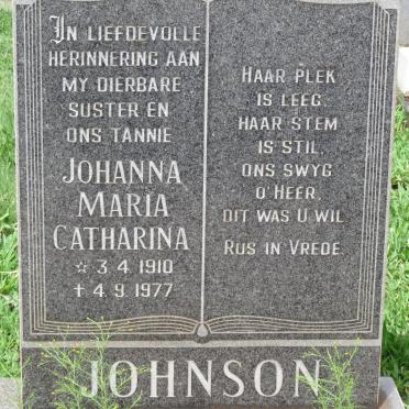JOHNSON Johanna Maria Catharina 1910-1977