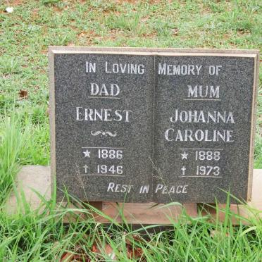 JONES Ernest 1886-1946 &amp; Johanna Caroline 1888-1973