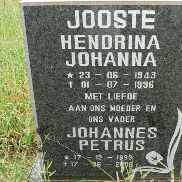 JOOSTE Johannes Petrus 1933-2009 &amp; Hendrina Johanna 1943-1996