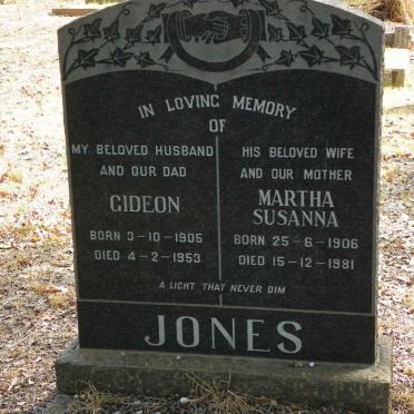 JONES Gideon 1905-1953 &amp; Martha Susanna 1906-1981