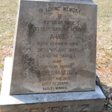 KEYROUZ Eid Shahedi -1952 &amp; Annie 1884-1947