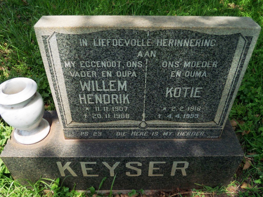 KEYSER Willem Hendrik 1907-1988 &amp; Kotie 1916-1999