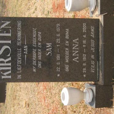 KIRSTEN Sam 1911-1979 &amp; Anna 1912-2000