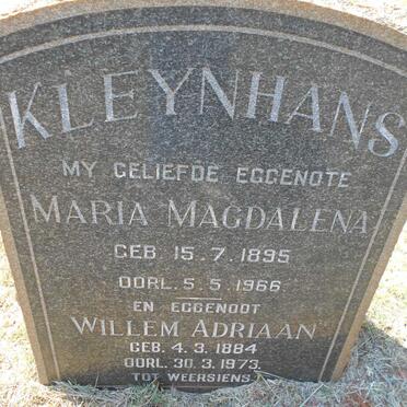 KLEYNHANS Willem Adriaan 1884-1973 &amp; Maria Magdalena 1895-1966