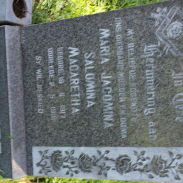 KNOETZE Maria Jacomina Salomina Magaretha 1917-1991