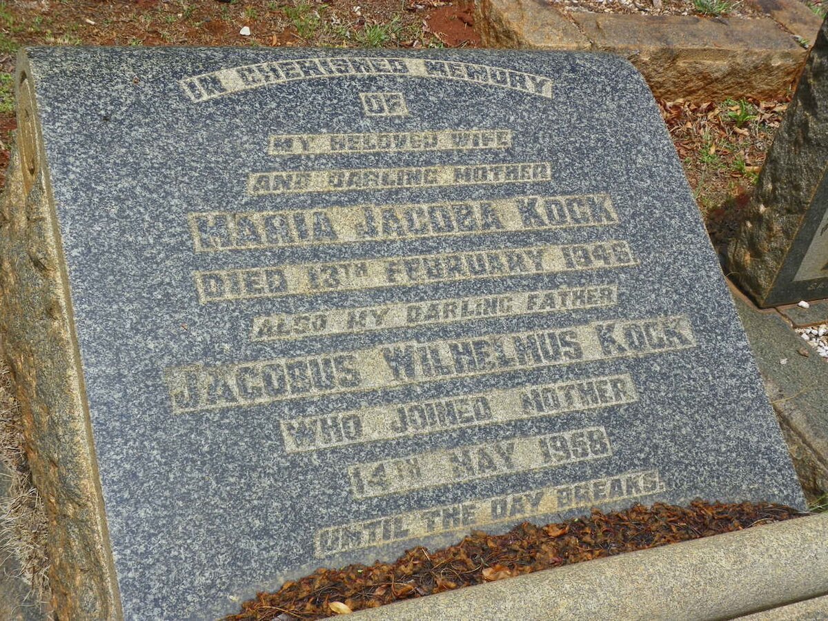 KOCK Jacobus Wilhelmus -1958 &amp; Maria Jacoba -1946