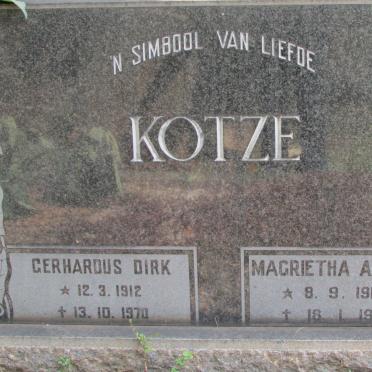 KOTZE Gerhardus Dirk 1912-1970 &amp; Magrietha Aletta 1912-1986