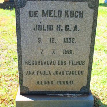 KOCH Julio H.G.A., DE MELO 1932-1981