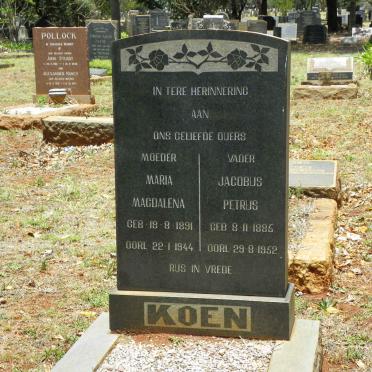 KOEN Jacobus Petrus 1885-1952 &amp; Maria Magdalena 1891-1944
