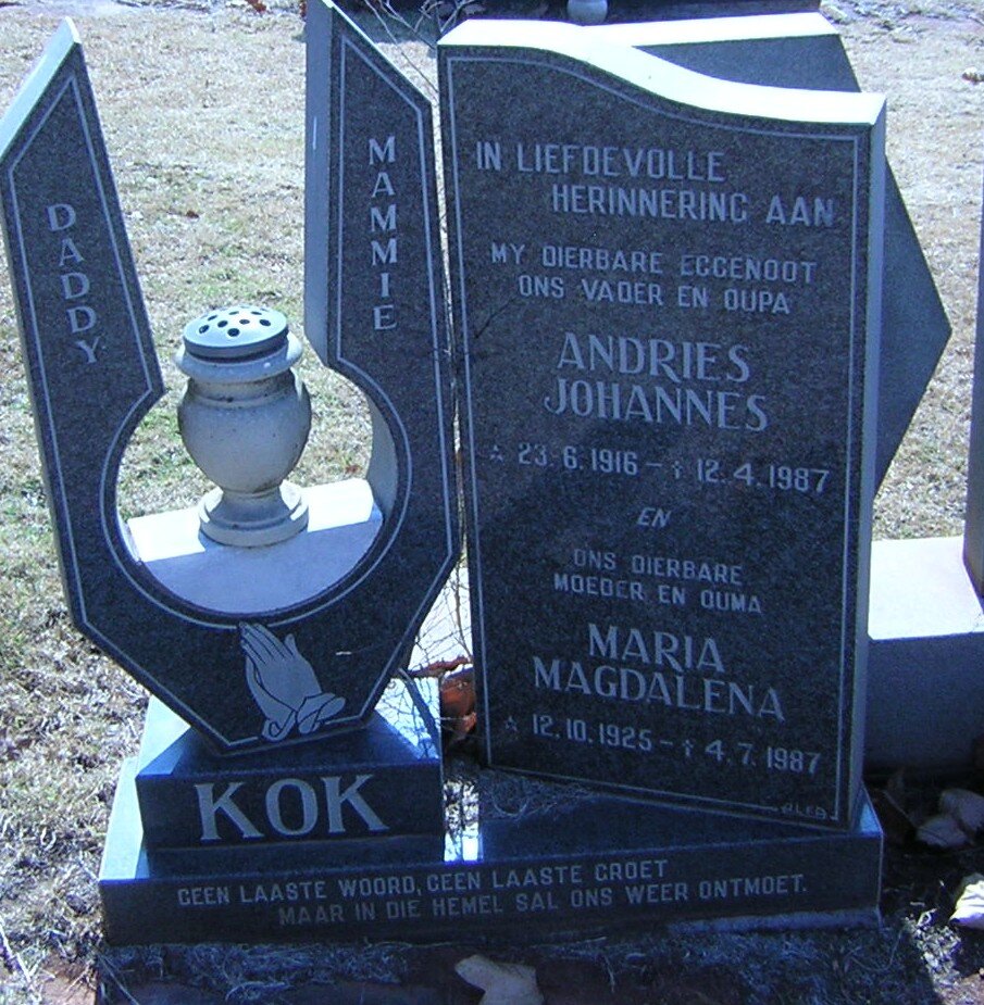 KOK Andries Johannes 1916-1987 &amp; Maria Magdalena 1925-1987