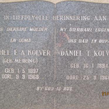 KOLVER Daniel T. 1894-1960 &amp; Ethel E.A. MEIRING 1897-1968