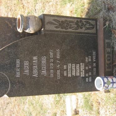 KOEN Jacob Abraham Jacobus 1927-1965 :: DELPORT Dorethea Johanna Susanna  1946-2013