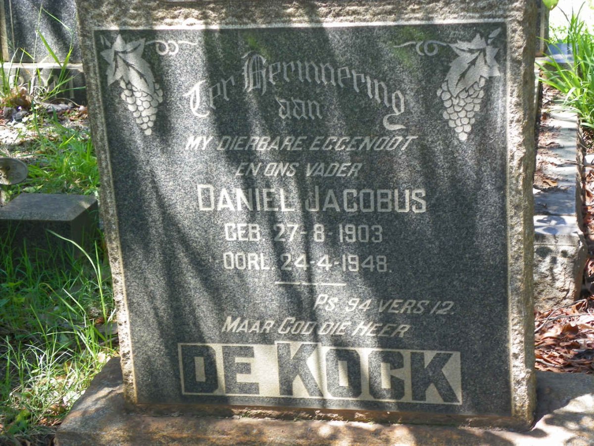 KOCK Daniel Jacobus, de 1903-1948