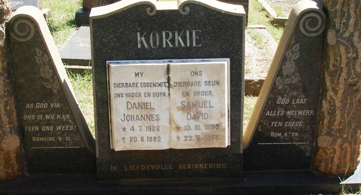 KORKIE Daniel Johannes 1926-1982 :: KORKIE Samuel David 1953-1968