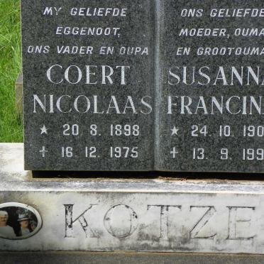 KOTZE Coert Nicolaas 1898-1975 &amp; Susanna Francina 1905-1996