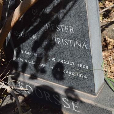 KOORSSE Andrew 1894-1955 &amp; Hester Christina 1908-1974