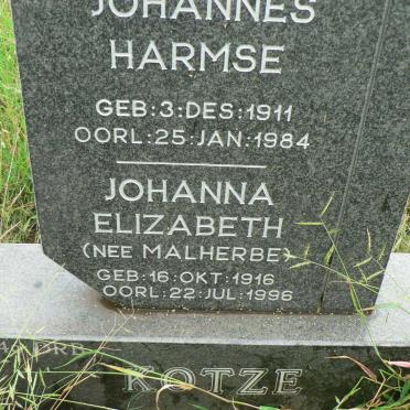 KOTZE Johannes Harmse 1911-1984 &amp; Johanna Elizabeth MALHERBE 1916-1996