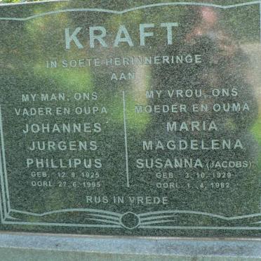 KRAFT Johannes Jurgens Phillipus 1925-1995 &amp; Maria Magdelena Susanna JACOBS 1929-1982