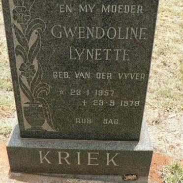 KRIEK Gwendoline Lynette nee VAN DER VYVER 1957-1979