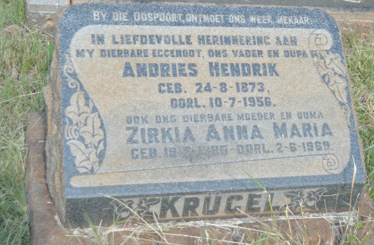 KRÜGEL Andries Hendrik 1873-1956 &amp; Zirkia Anna Maria 1885-1969