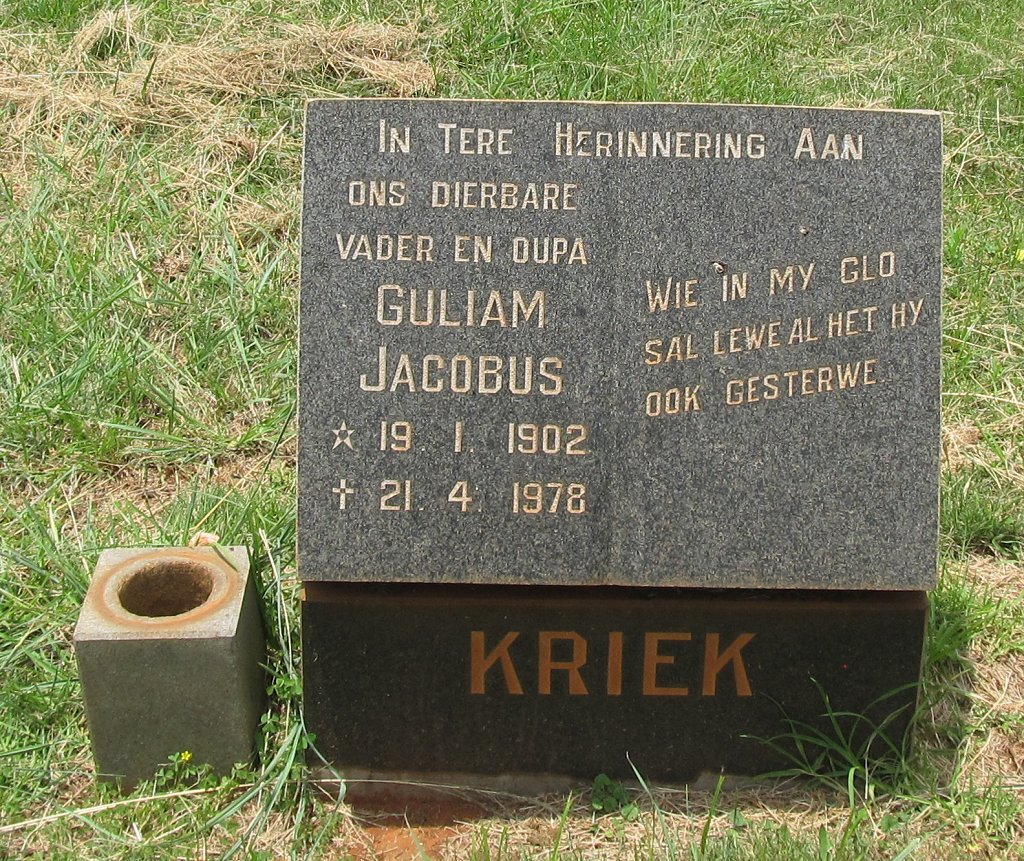 KRIEK Guliam Jacobus 1902-1978
