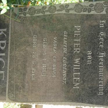 KRIGE Pieter Willem 1884-1968