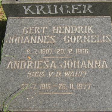 KRUGER Gert Hendrik Johannes Cornelis 1907-1966 &amp; Andriesa Johanna V.D. WALT 1915-1977