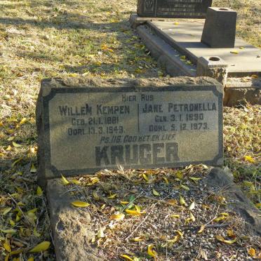 KRUGER Willem Kempen 1881-1949 &amp; Jane Petronella 1890-1973
