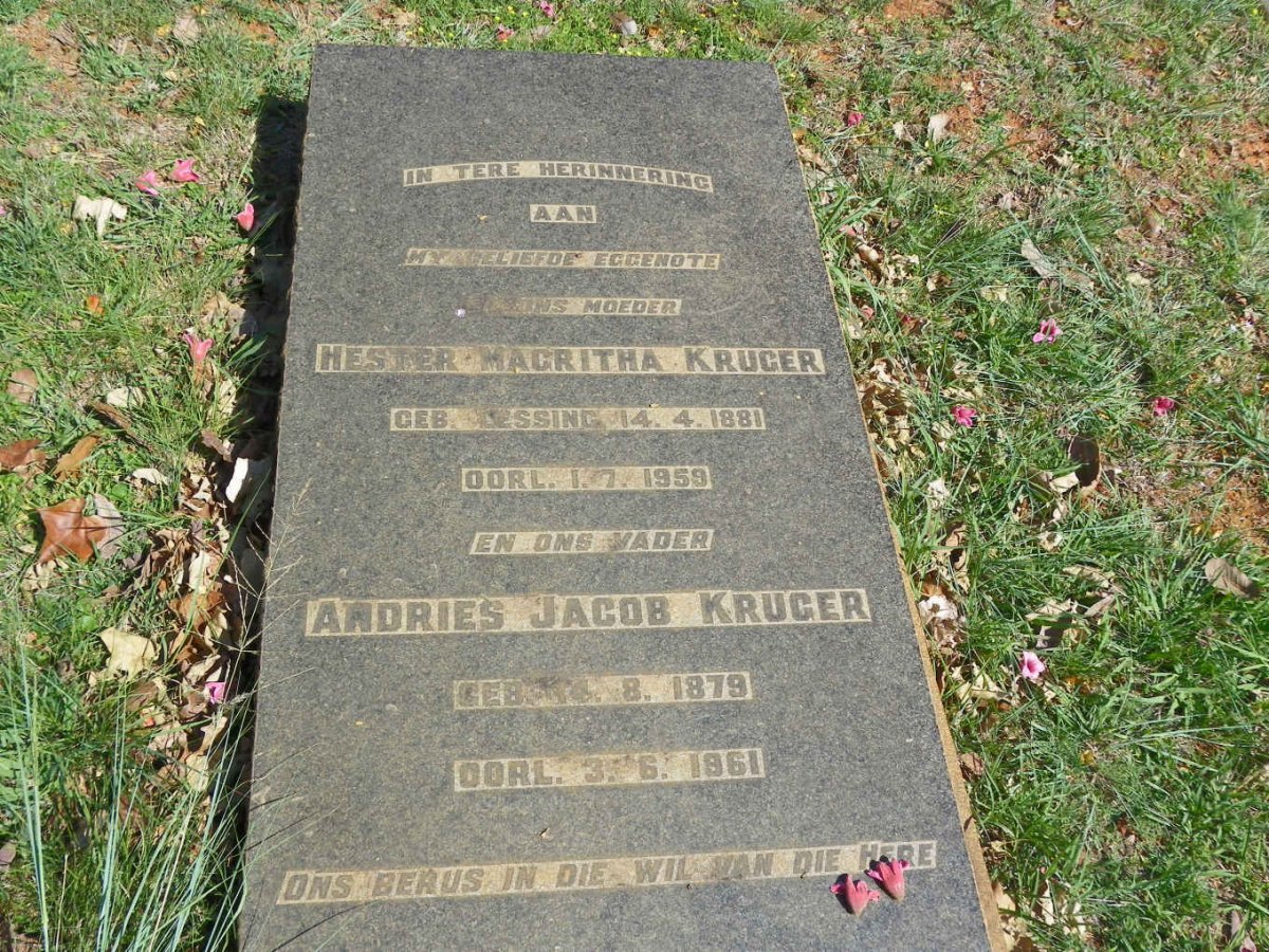 KRUGER Andries Jacob 1879-1961 &amp; Hester Magritha LESSING 1881-1959