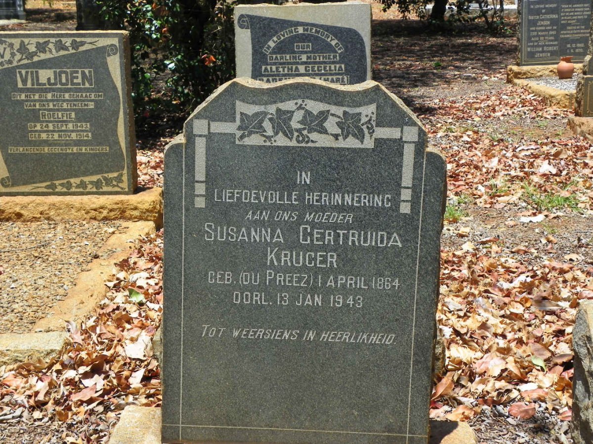 KRUGER Susanna Gertruida nee DU PREEZ 1864-1943