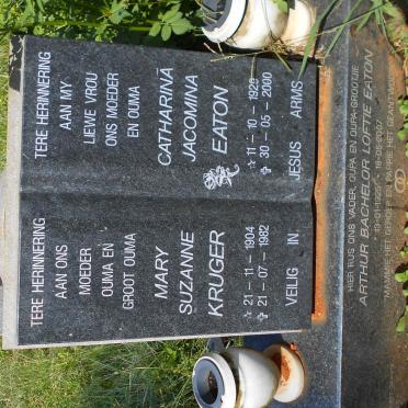 KRUGER Mary Suzanne 1904-1982 :: EATON Arthur Bachelor Loftie 1925-2007 &amp; Catharina Jacomina 1929-2000