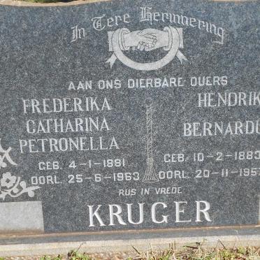 KRUGER Hendrik Bernardus 1883-1957 &amp; Frederika Catharina Petronella 1881-1963