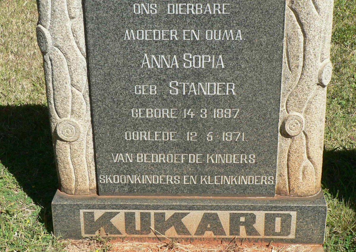 KUKARD Anna Sophia nee STANDER 1897-1971