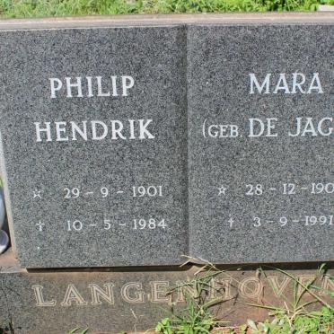 LANGENHOVEN Philip Hendrik 1901-1984 &amp; Mara DE JAGER 1900-1991