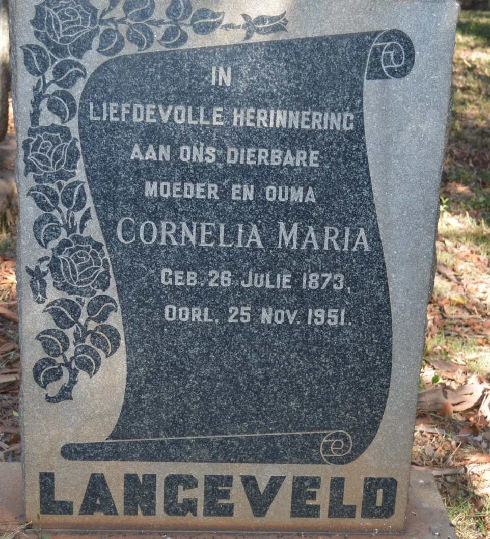 LANGEVELD Cornelia Maria 1873-1951