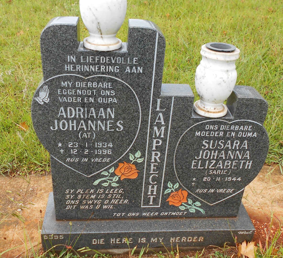 LAMPRECHT Adriaan Johannes 1934-1996 &amp; Susara Johanna Elizabeth 1944-