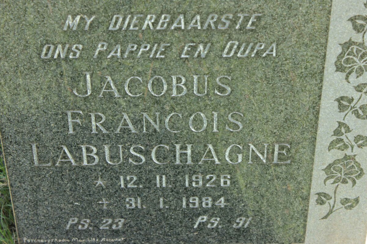 LABUSCHAGNE Jacobus Francois 1926-1984